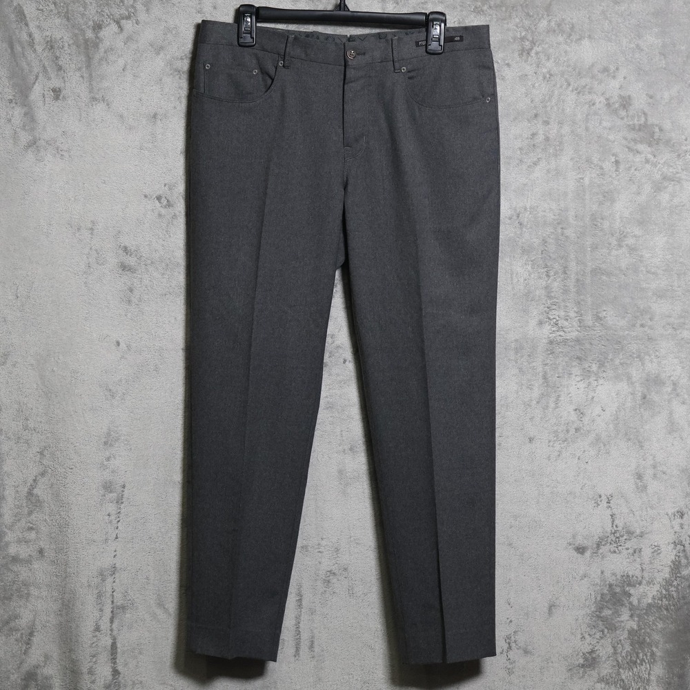 PT01 Pants Mens 33x28.5 Gray Traveller Super Slim Fit Wool Blend Stretch Trouser